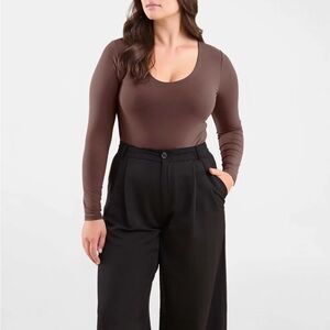 nuuds long sleeve scoop neck , coffee